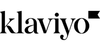 A black and white logo image of Klaviyo.