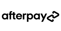 A black and white logo image of afterpay.
