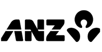 A black and white logo image of ANZ.