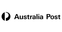 A black and white logo image of Australia Post.