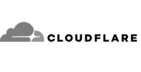 A black and white logo image of cloudflare.