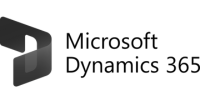 A black and white logo image of Microsoft Dynamics 3.