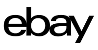 A black and white logo image of ebay.
