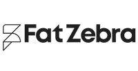 A black and white logo image of Fat Zebra.
