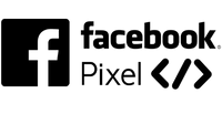 A black and white logo image of Facebook Pixel.