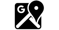 A black and white logo image of Google Maps.