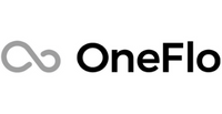 A black and white logo image of OneFlo.