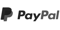 A black and white logo image of PayPal.