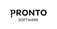 A black and white logo image of Pronto.