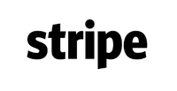 A black and white logo image of Stripe.