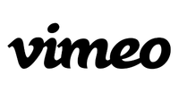 A black and white logo image of vimeo.