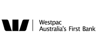A black and white logo image of Westpac.