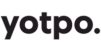 A black and white logo image of yotpo.