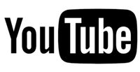 A black and white logo image of YouTube.